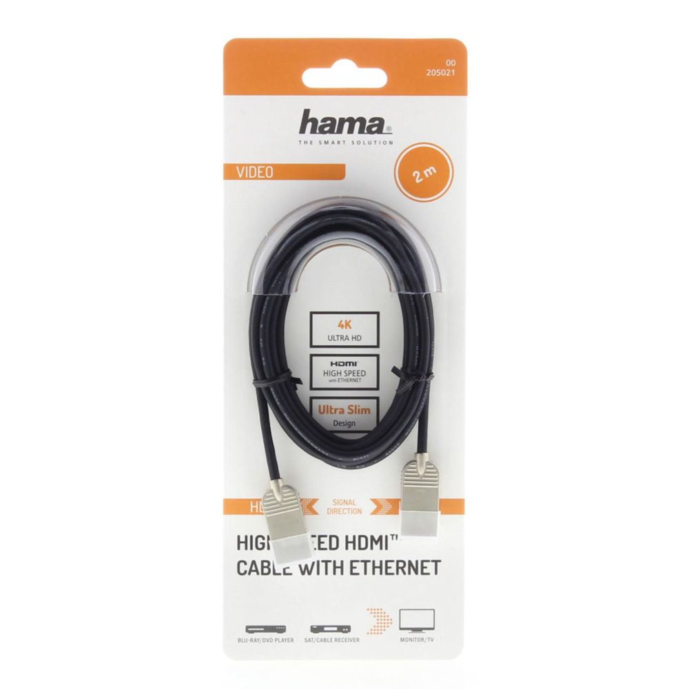 Hama HDMI-kabel, HDMI hane - HDMI hane, "Ultra-slim", 4K, Ethernet, 2,0 m