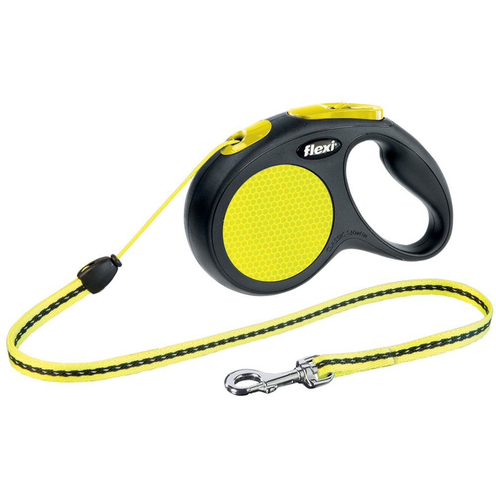 Flexi Neon Reflect rullkoppel S/12 kg 5 m, gul