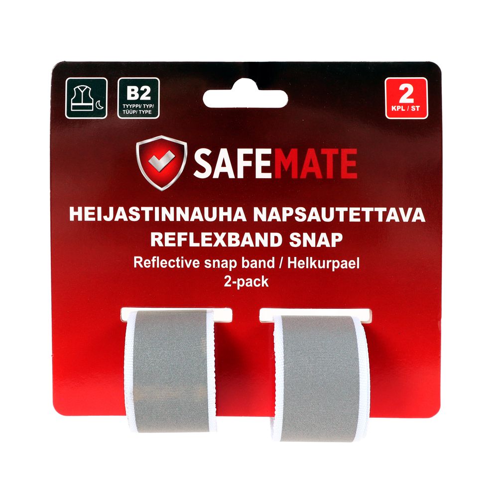 SafeMate Reflexband snap, 2 st, vit