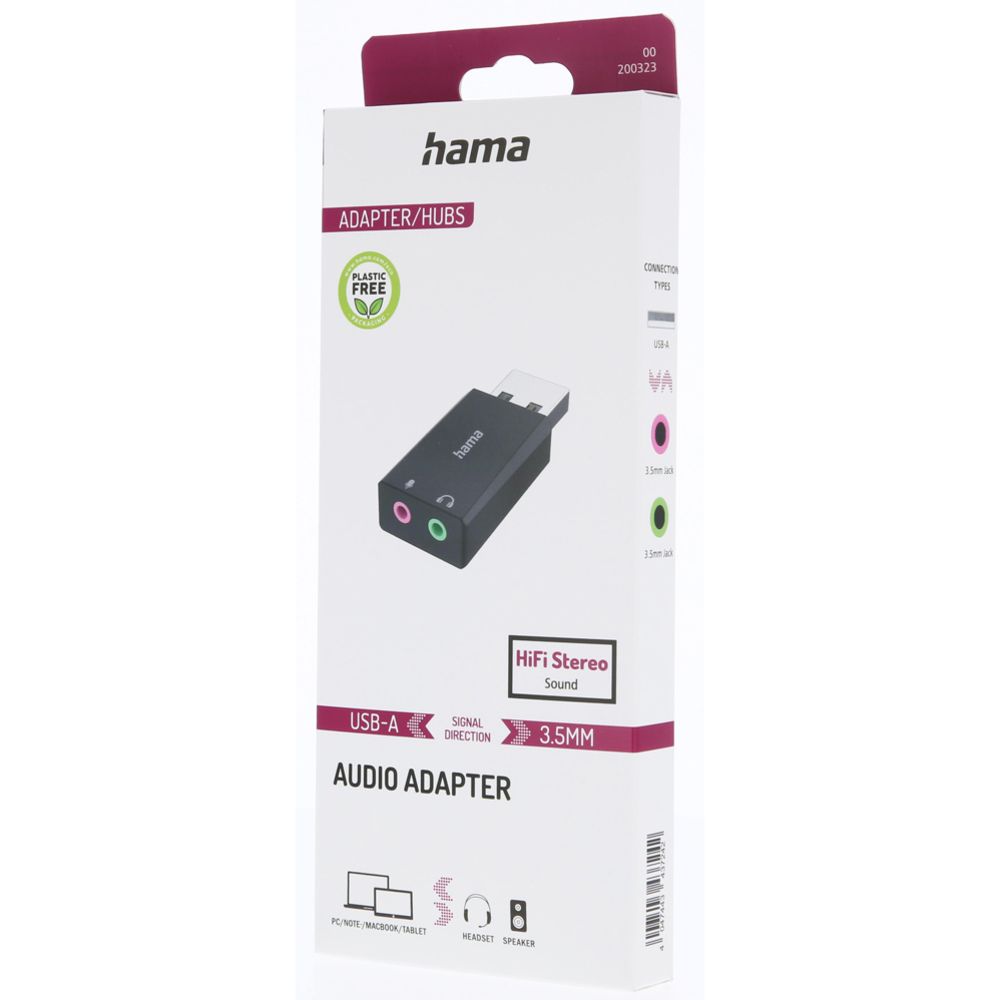 Hama USB-A äänikortti, USB-A uros - 2 x 3,5 mm naaras