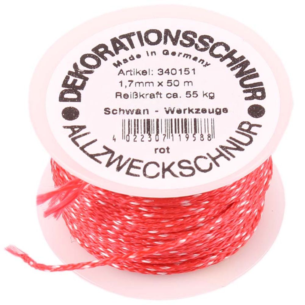 Murarsnöre rödvit 1,7 mm 50 m