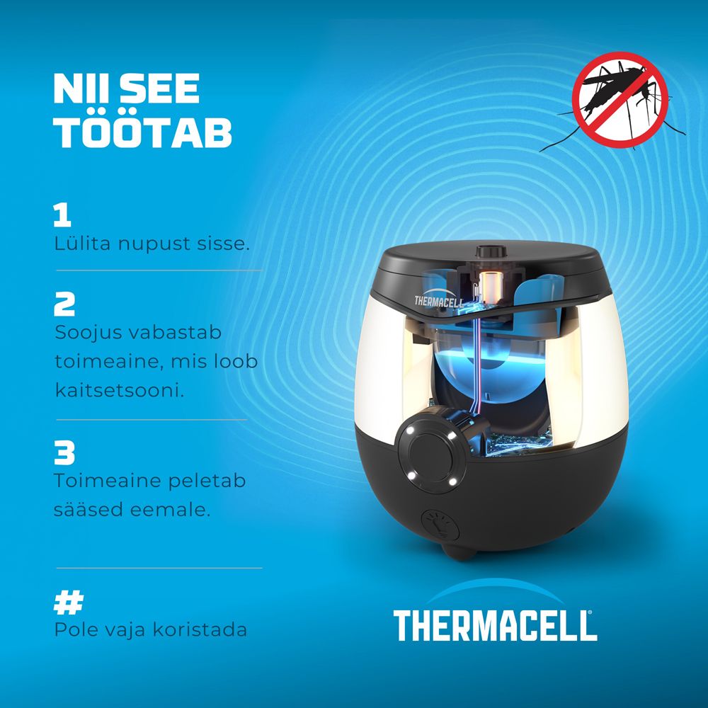 Sääsepeletaja ThermaCELL EL55 miljöövalgusega akutoitel