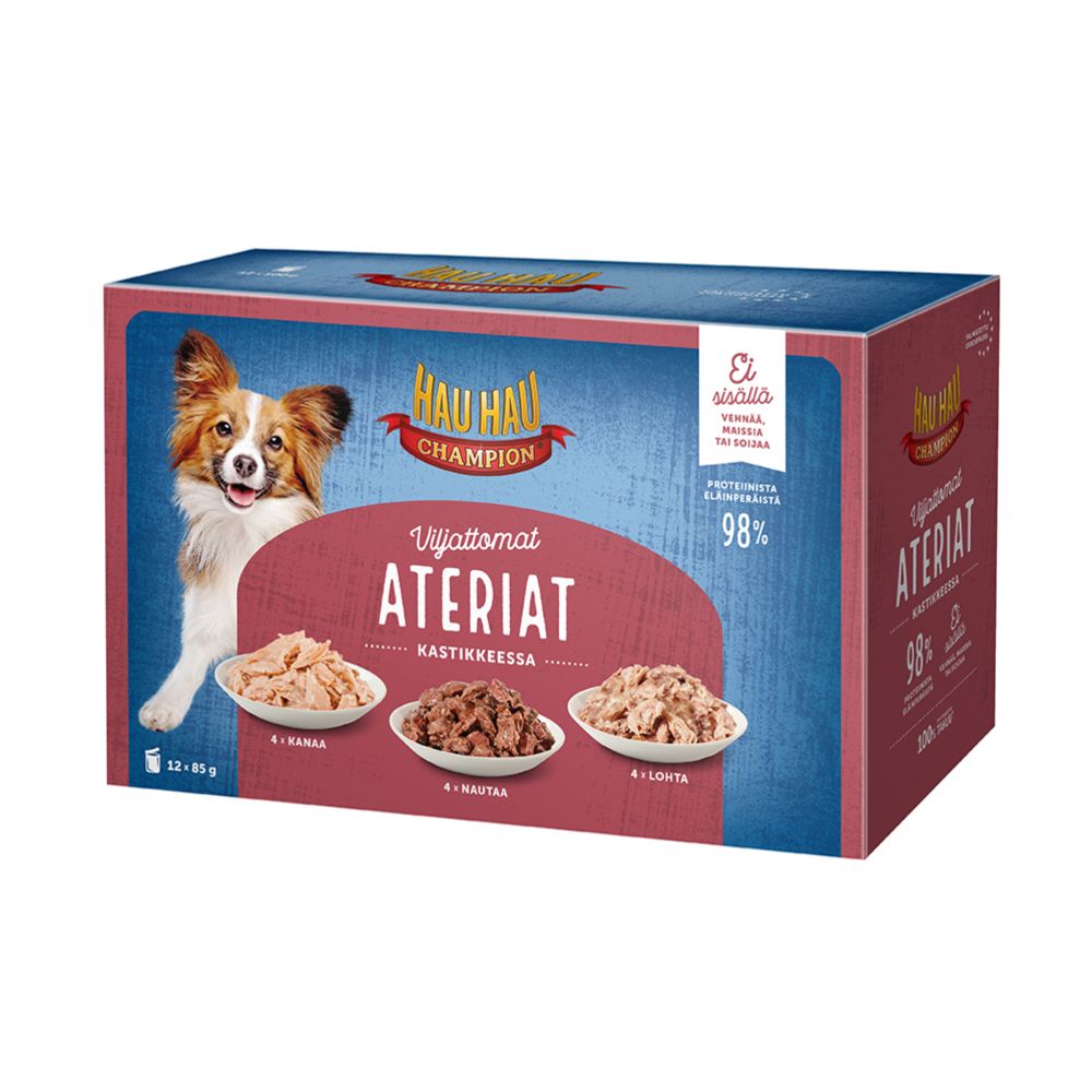 Hau-Hau Champion Viljaton annosaterialajit. kastikk. 12 x 85 g