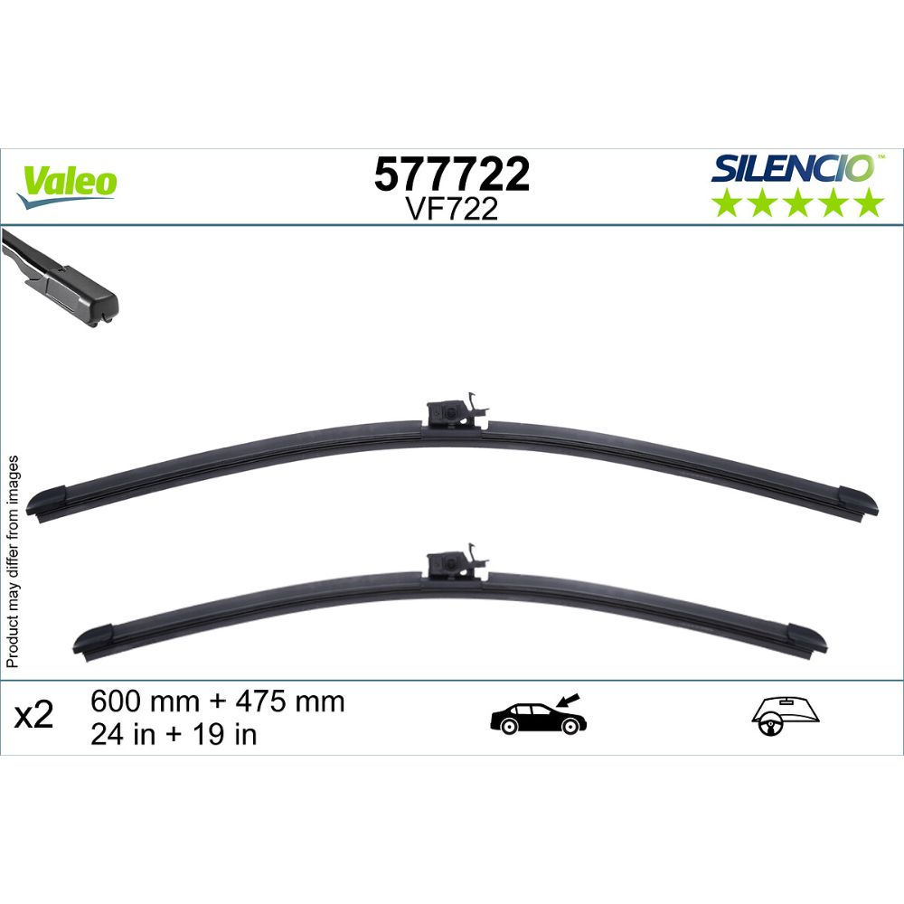 Valeo X-trm VF722 pyyhkijänsulkapari 60 + 47,5 cm