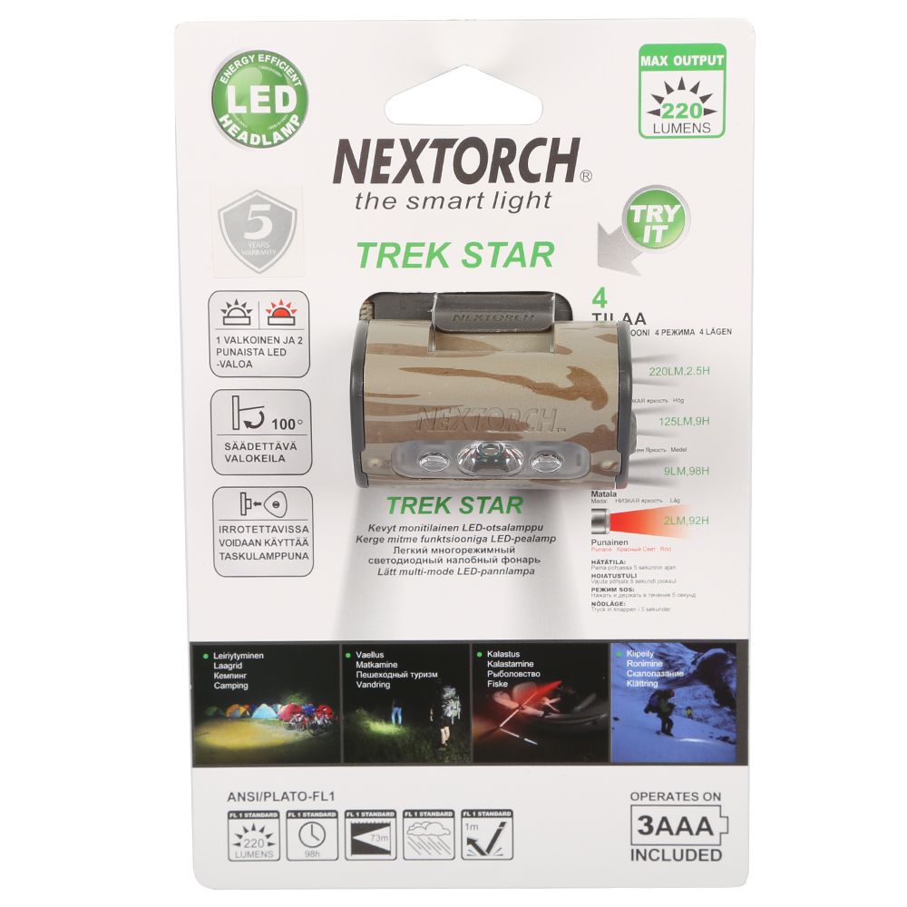 Nextorch Trek Star pannlampa 220 lm 73 m, camo