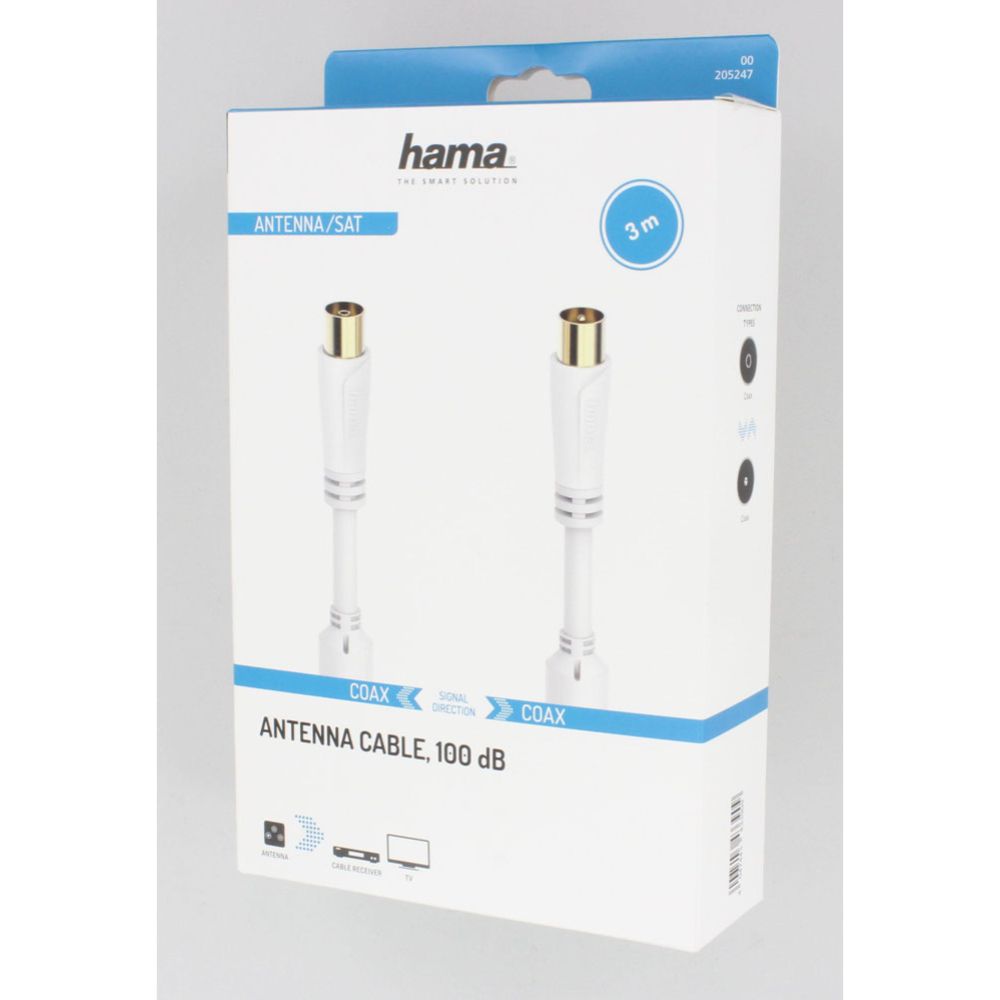 Hama antennikaabel Coax isane - Coax emane 3,0 m 100 dB valge