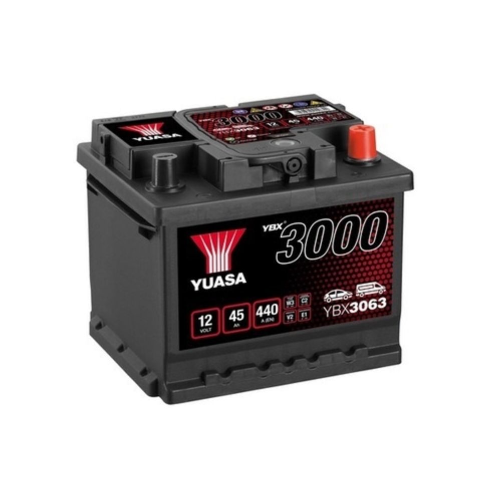 Yuasa YBX3063 45Ah / 440A batteri L207 x B175 x H175 -+