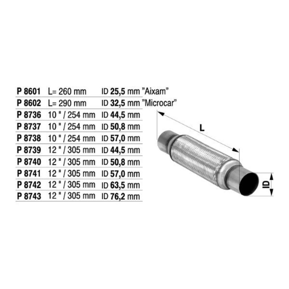 Flexrör med 45 x 300 mm rör (1-3/4")