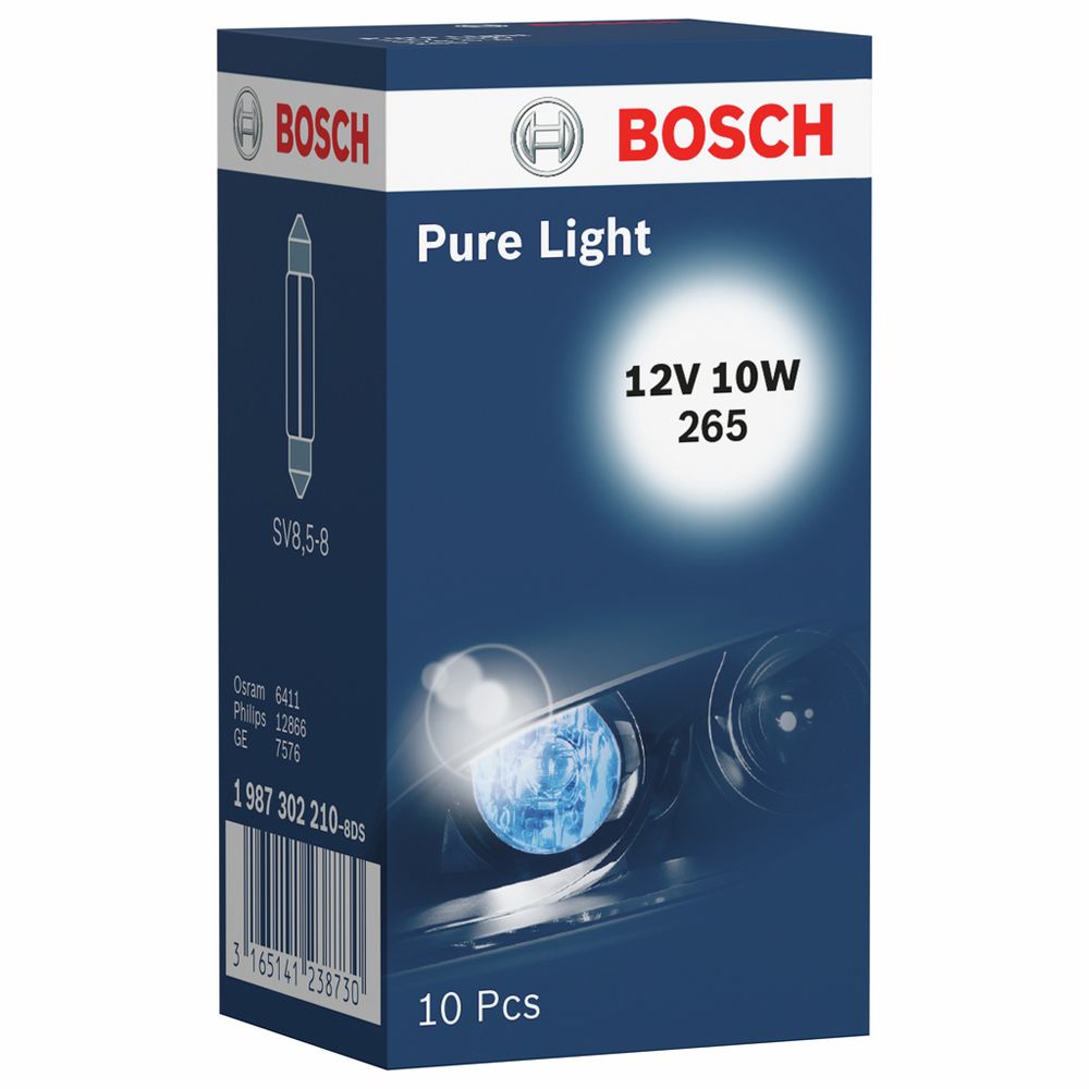 Bosch SV8,5-polttimo 12V 10W C10W 10 kpl "sukkula" 40 mm