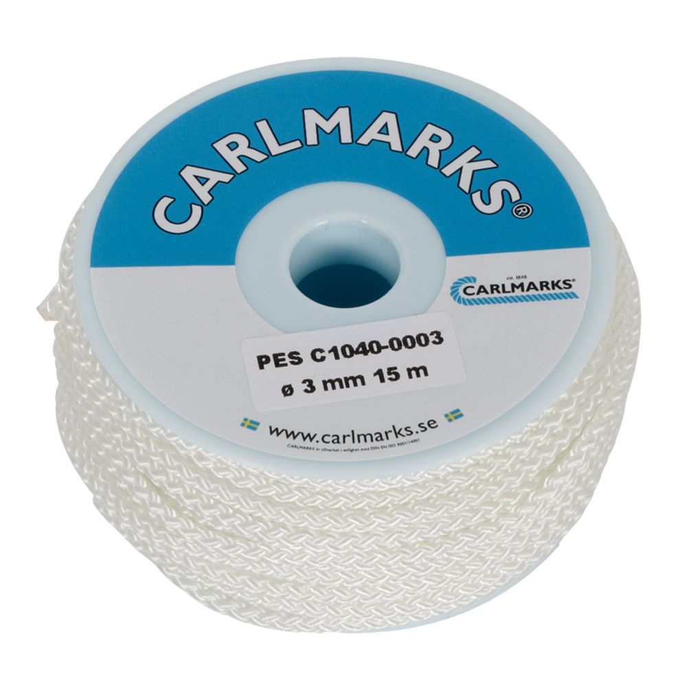 Carlmarks polyesteriköysi valkoinen 3 mm, 15 m