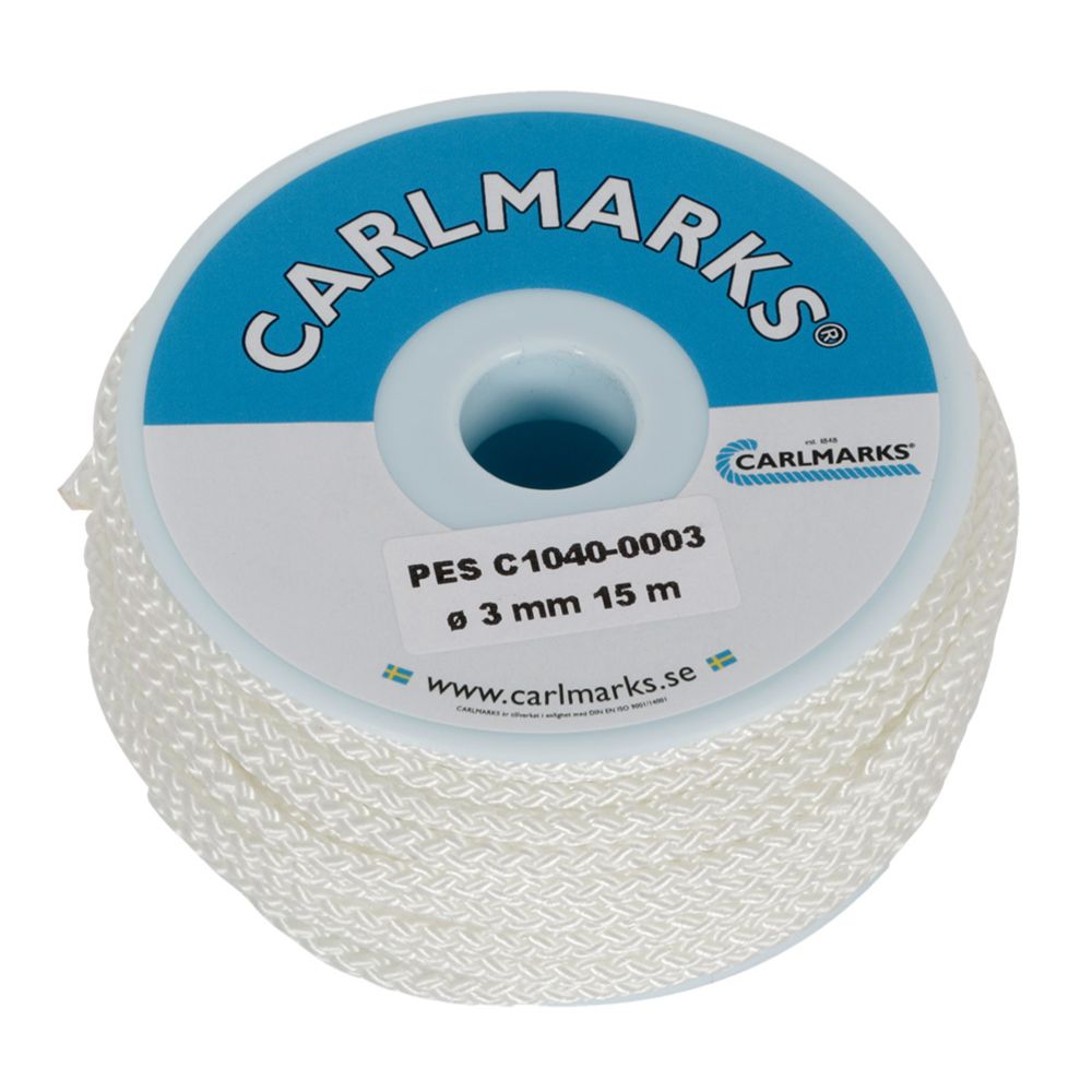 Carlmarks polyesterlina vit 3 mm 15 m