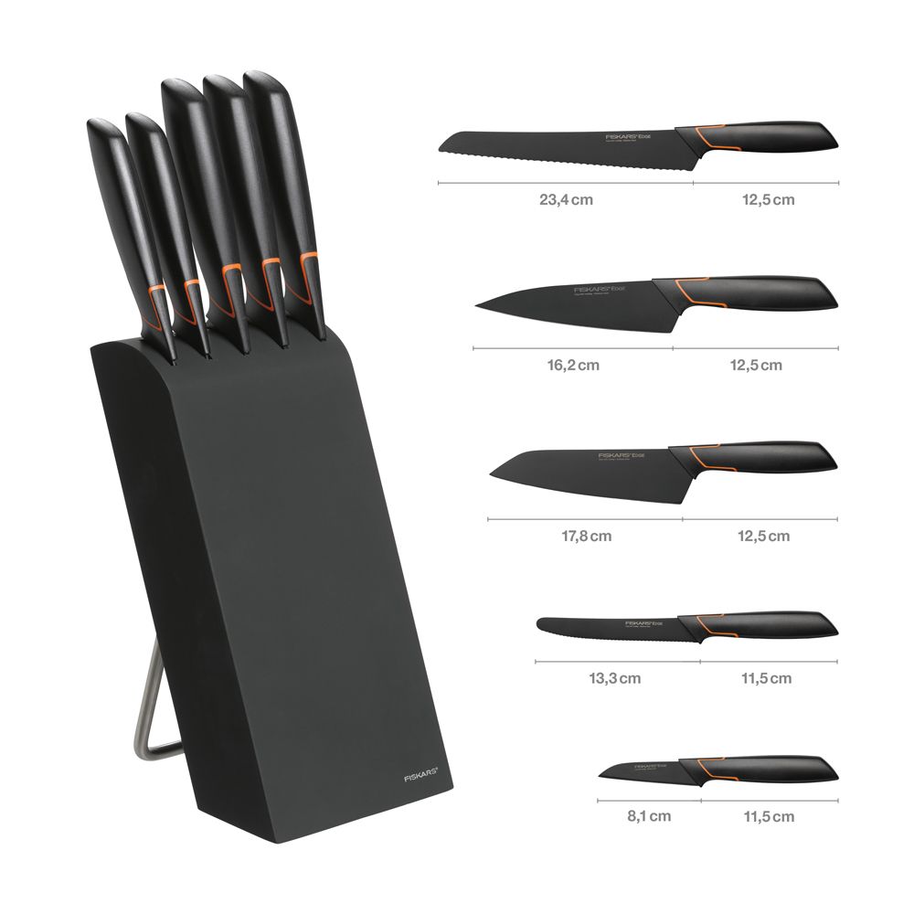 Fiskars Edge knivblock med 5 knivar