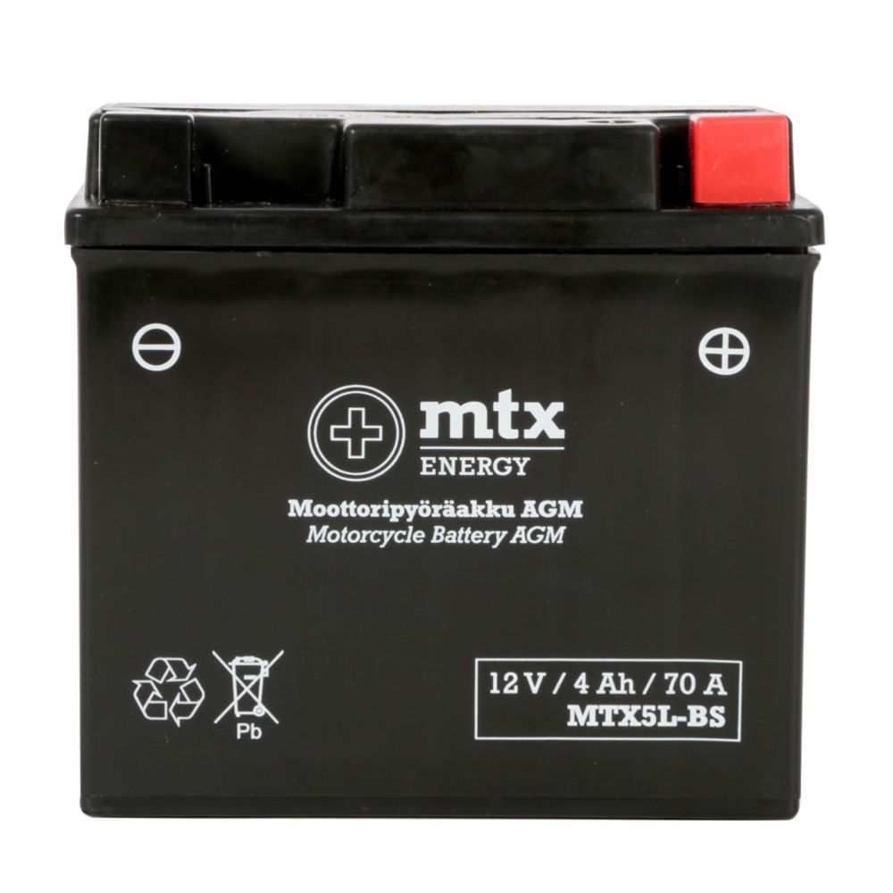 MTX Energy AGM-akku 12V 4Ah "MTX5L-BS" (P114xL70xK105mm)