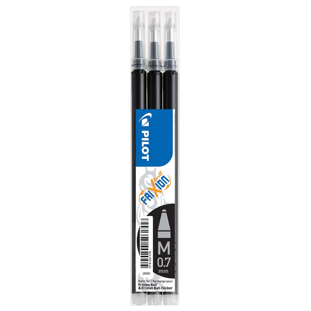 Pilot Frixion Ball Clicker südamik kustutatavale tindipliiatsile 0,7 must 3 tk