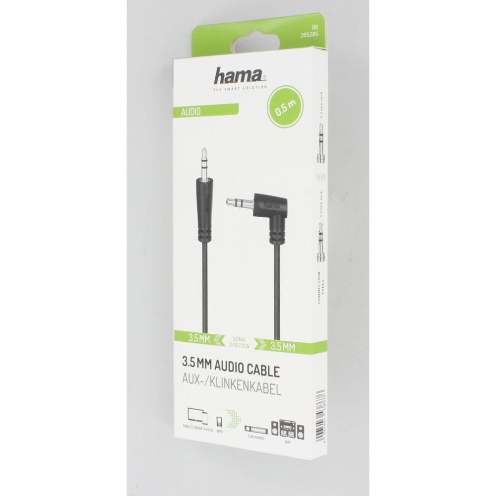 Hama audiokaabel 3,5 mm isane - 3,5 mm isane 90° 0,5 m