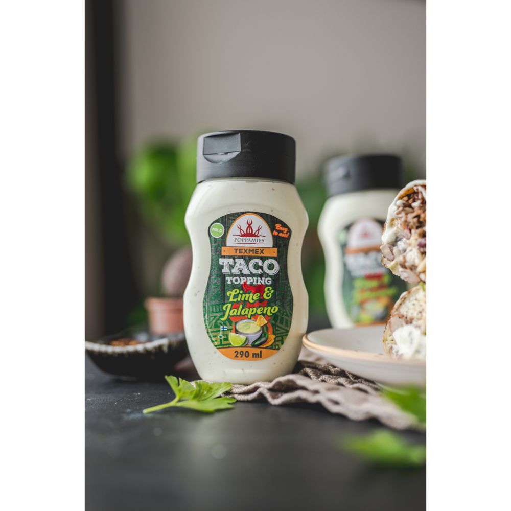 Poppamies Texmex Taco Topping Lime & Jalapeno maustekastike 290 ml