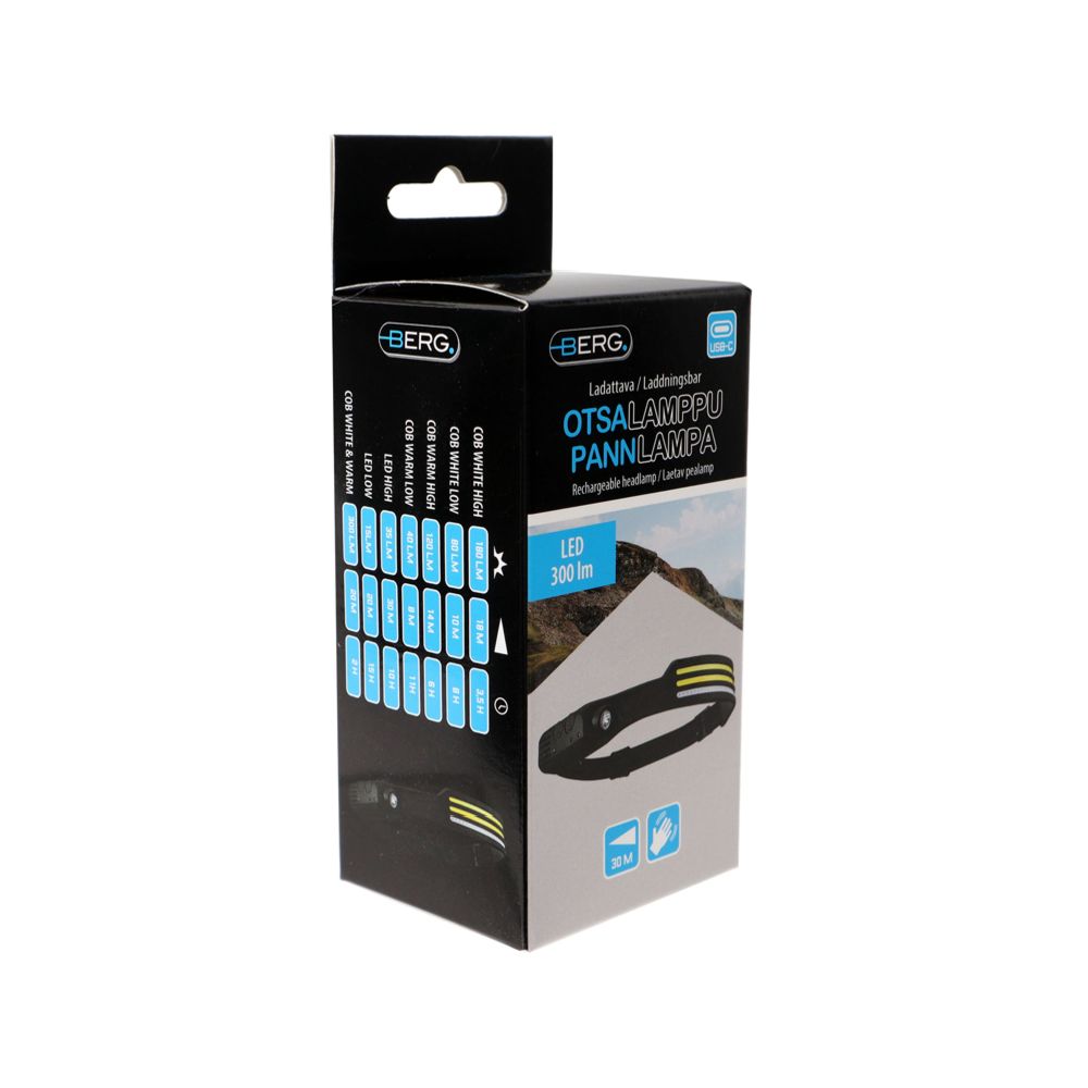 Berg COB LED-pannlampa 300 lm uppladdningsbar