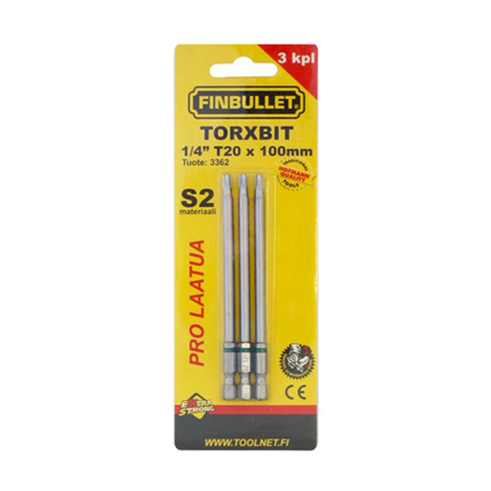 Finbullet 3-osaline Torx-otsikute komplekt, S2, T20, 100 mm