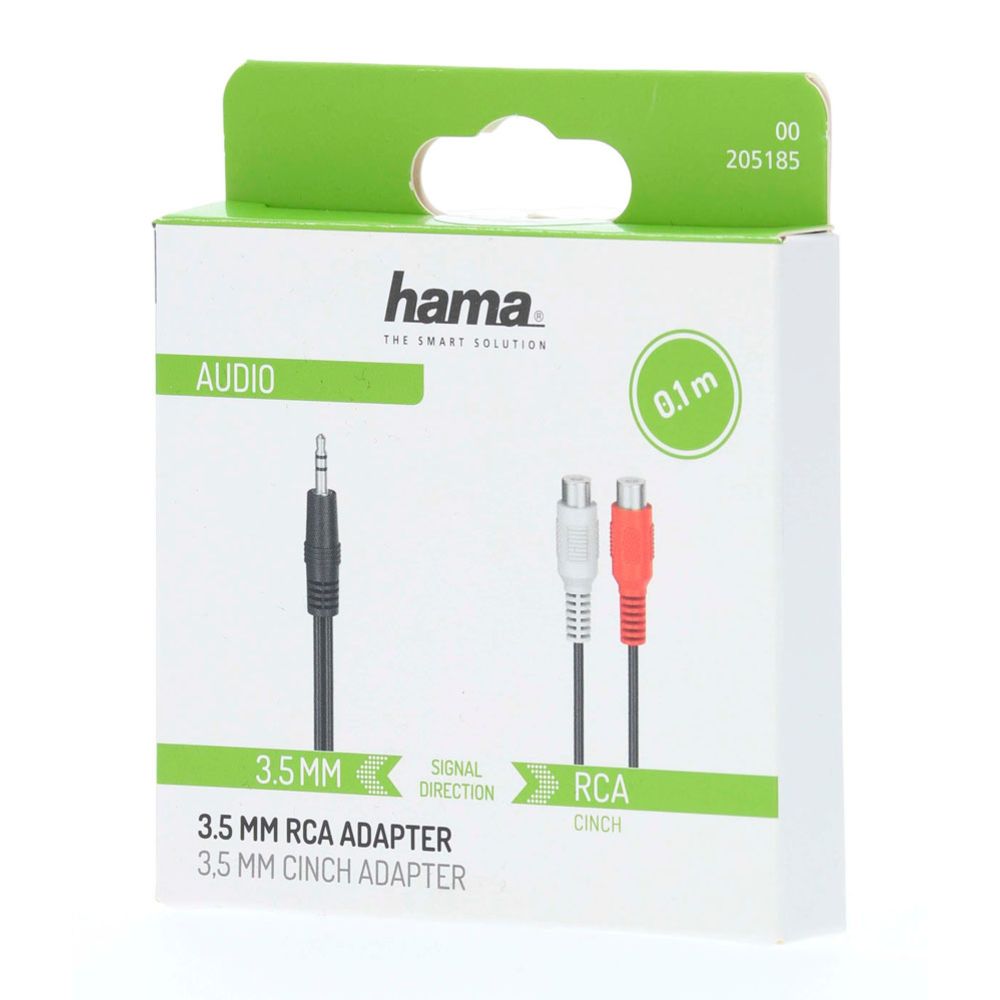 Hama Audioadapteri, 3,5 mm uros - 2 x RCA naaras, 0,1 m