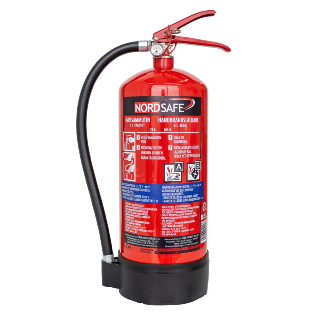 Nordsafe neste/vaahtosammutin 6l, 27A 183B