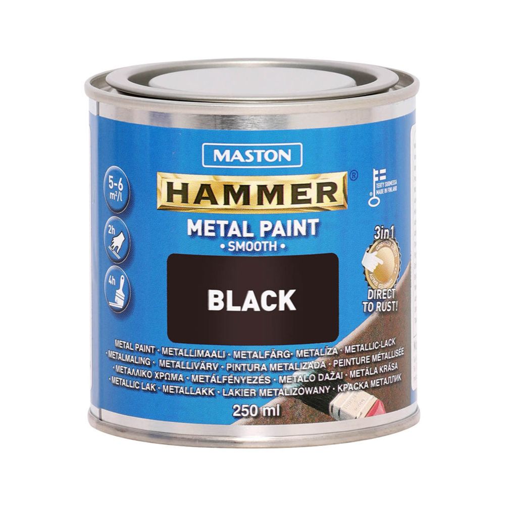 Hammer metallikaitsevärv, sile, must, 250 ml