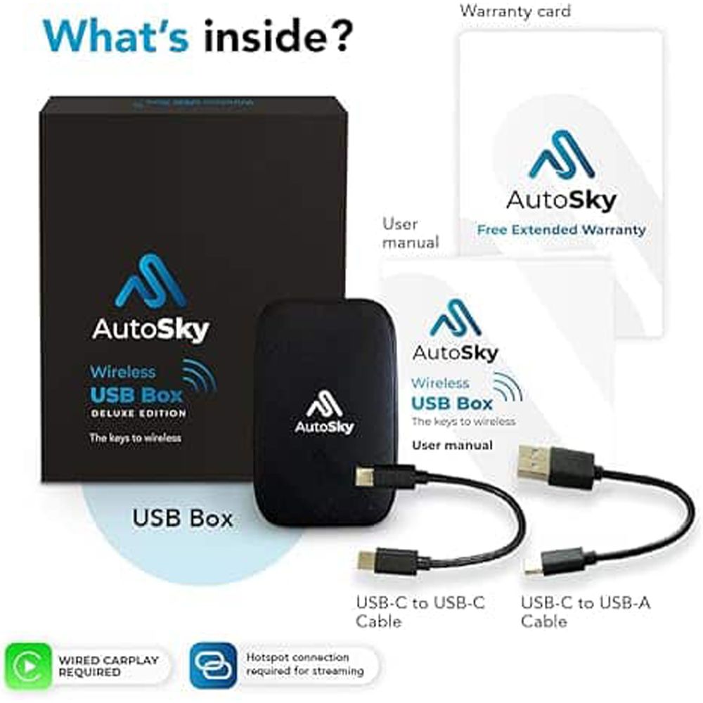 AutoSky WCPAA-DUAL juhtmevaba Apple CarPlay ja Android Auto adapter