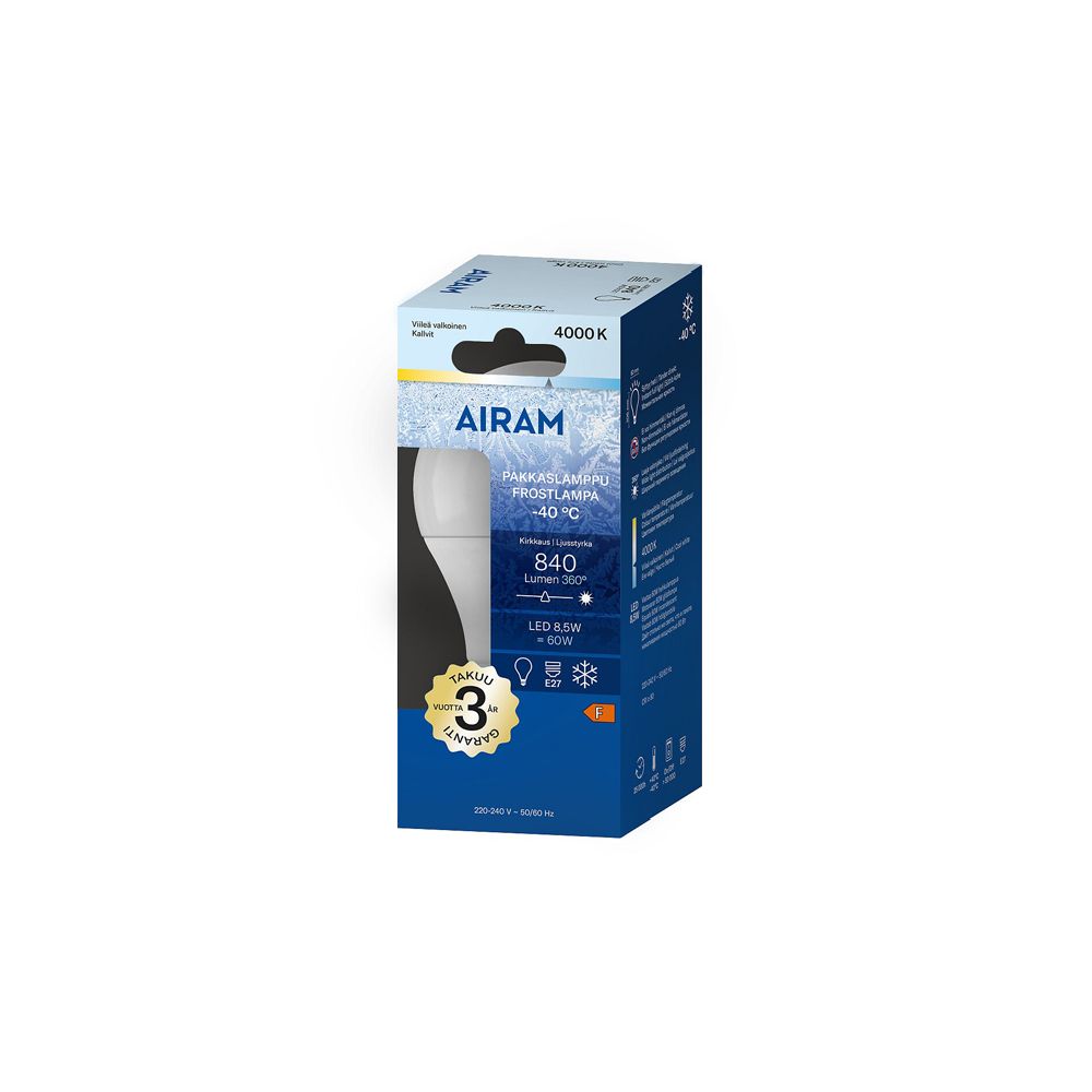 Airam LED-frostlampa E27 8,5 W 4000 K 840 lm