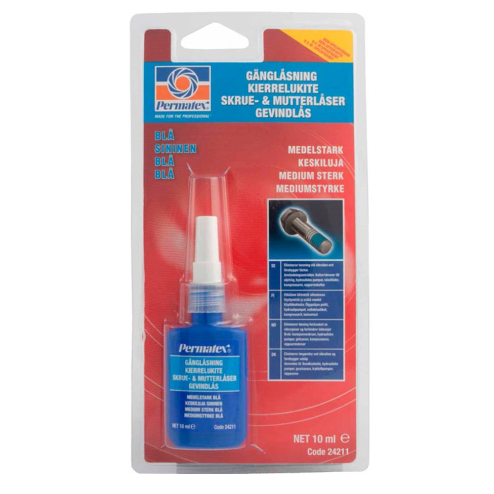 Permatex gänglåsning medelstark blå 10 ml