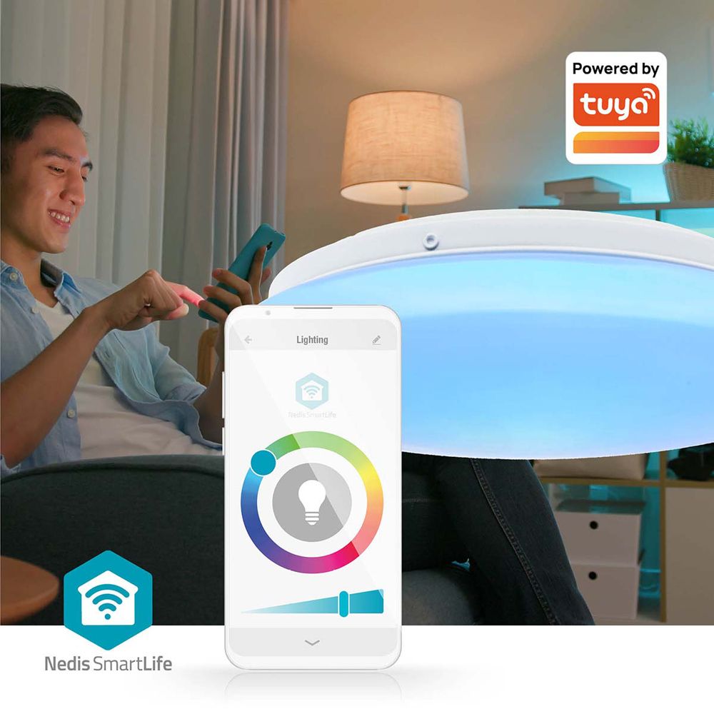 Nedis SmartLife LED-taklampa RGB/vit WiFi IP44