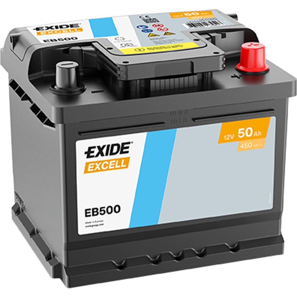 Exide EB500 50 Ah / 450 A aku, P 207 x L 175 x K 190, -+
