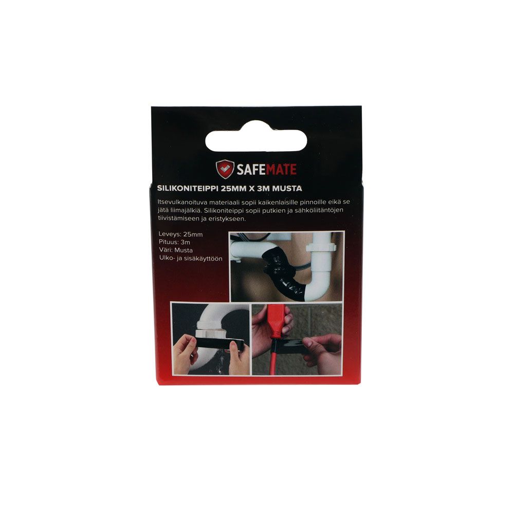 SafeMate vulkanoituva silikoniteippi musta 25mm x 3m