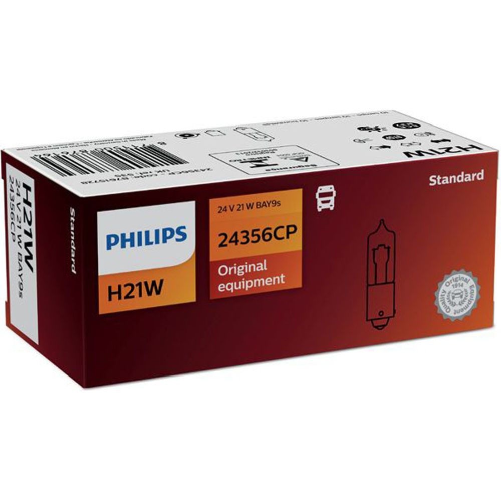 Philips BAY9s metallsockellampa 24 V 21W H21W 10 st.