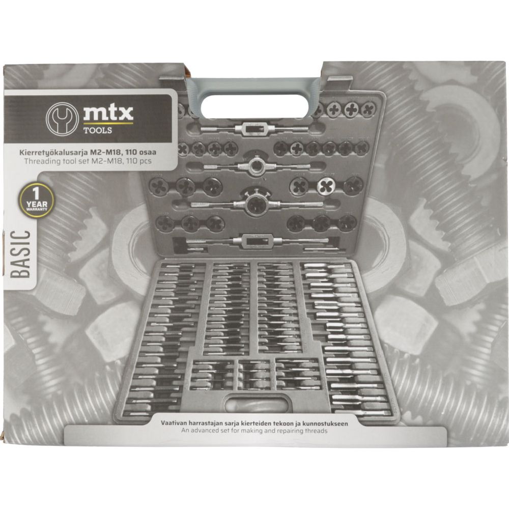 MTX Tools Basic gängverktygssats M2–M18, 110 delar