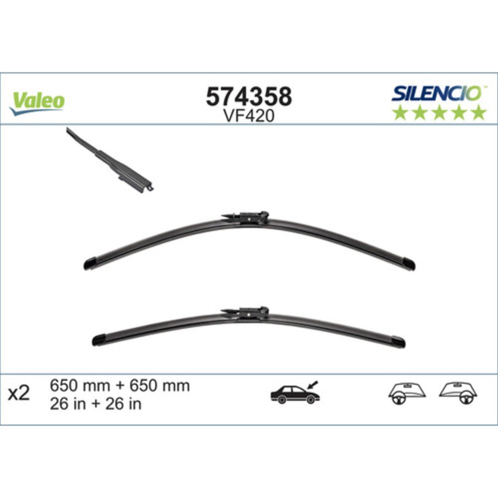 Valeo X-trm/AeroTwin VM420/VF420/A099S pyyhkijänsulkapari 65 + 65 cm