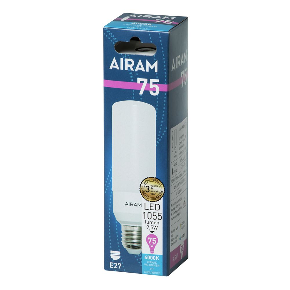 Airam Tubular LED-lamp E27 9,5 W 4000 K 1055 lm