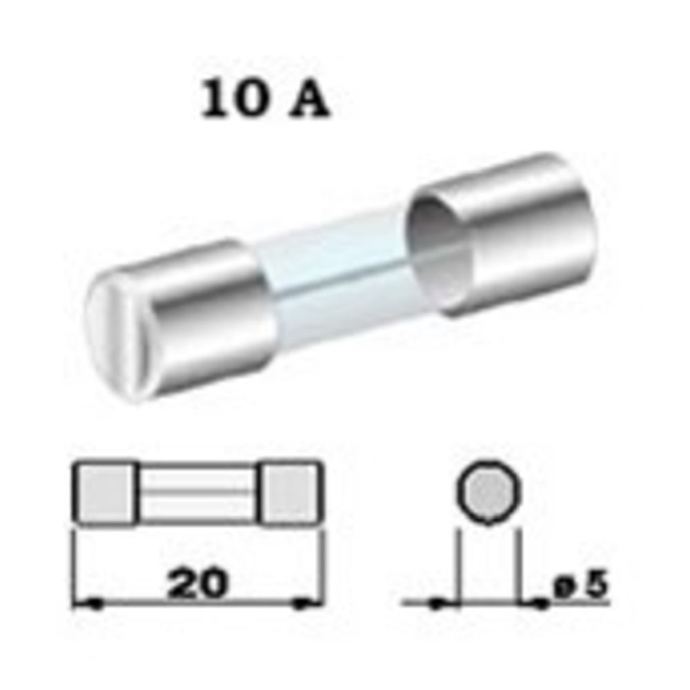 Glassäkring 10 A 5 x 20 mm 5 st. 12/24 V