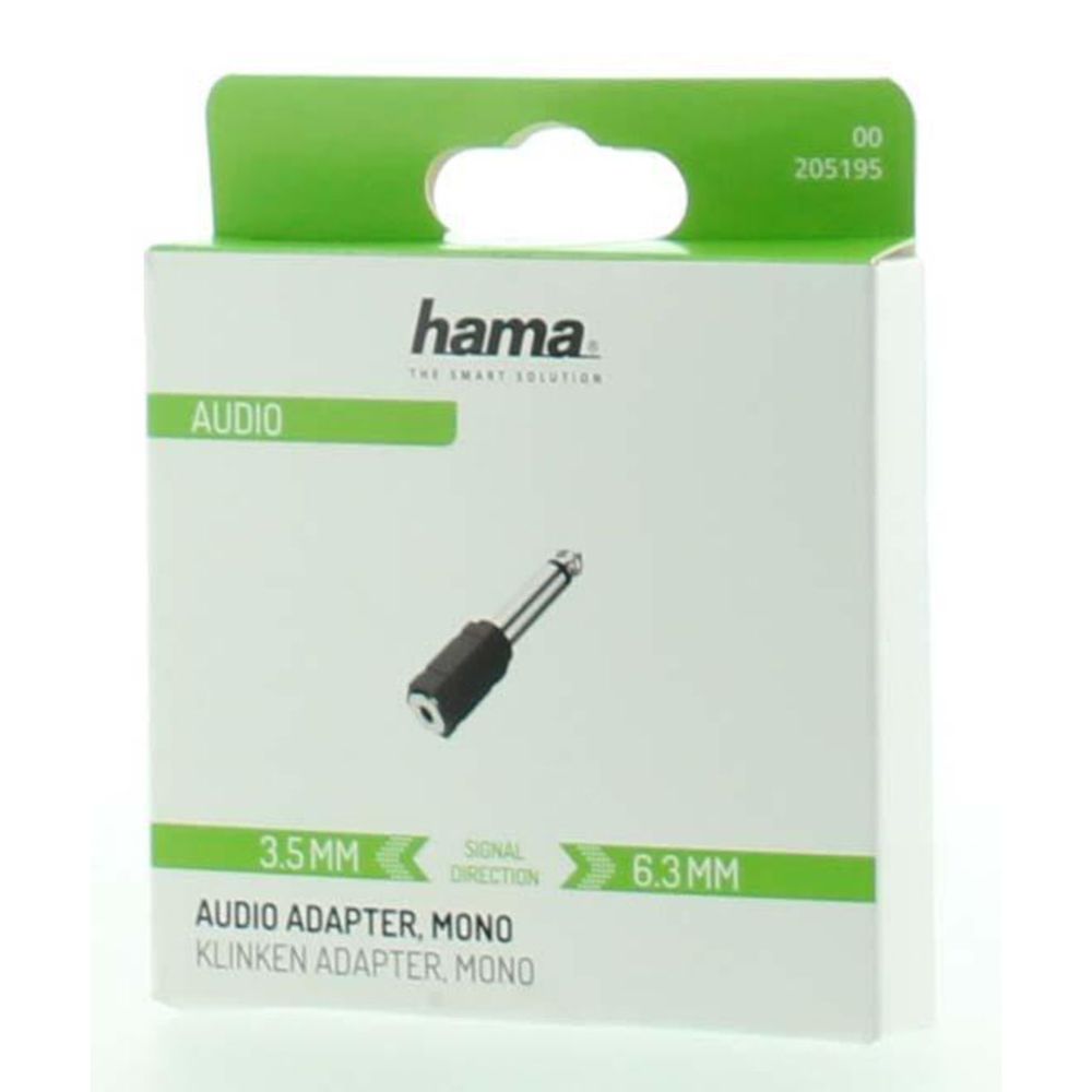 Hama Audioadapteri, 3,5 mm naaras (mono) - 6,3 mm uros (mono)
