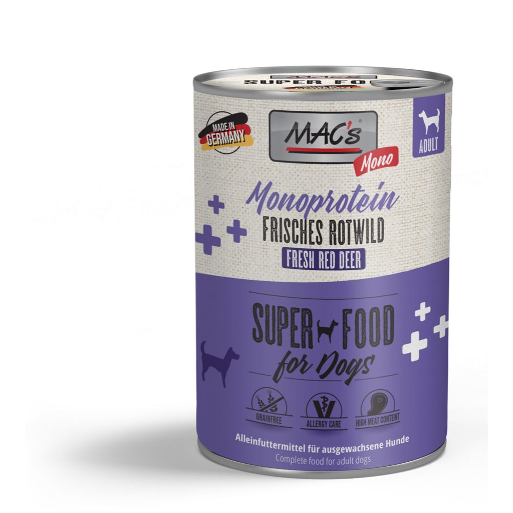 Mac's Mono Sensitive saksanhirvi koiran märkäruoka 400 g