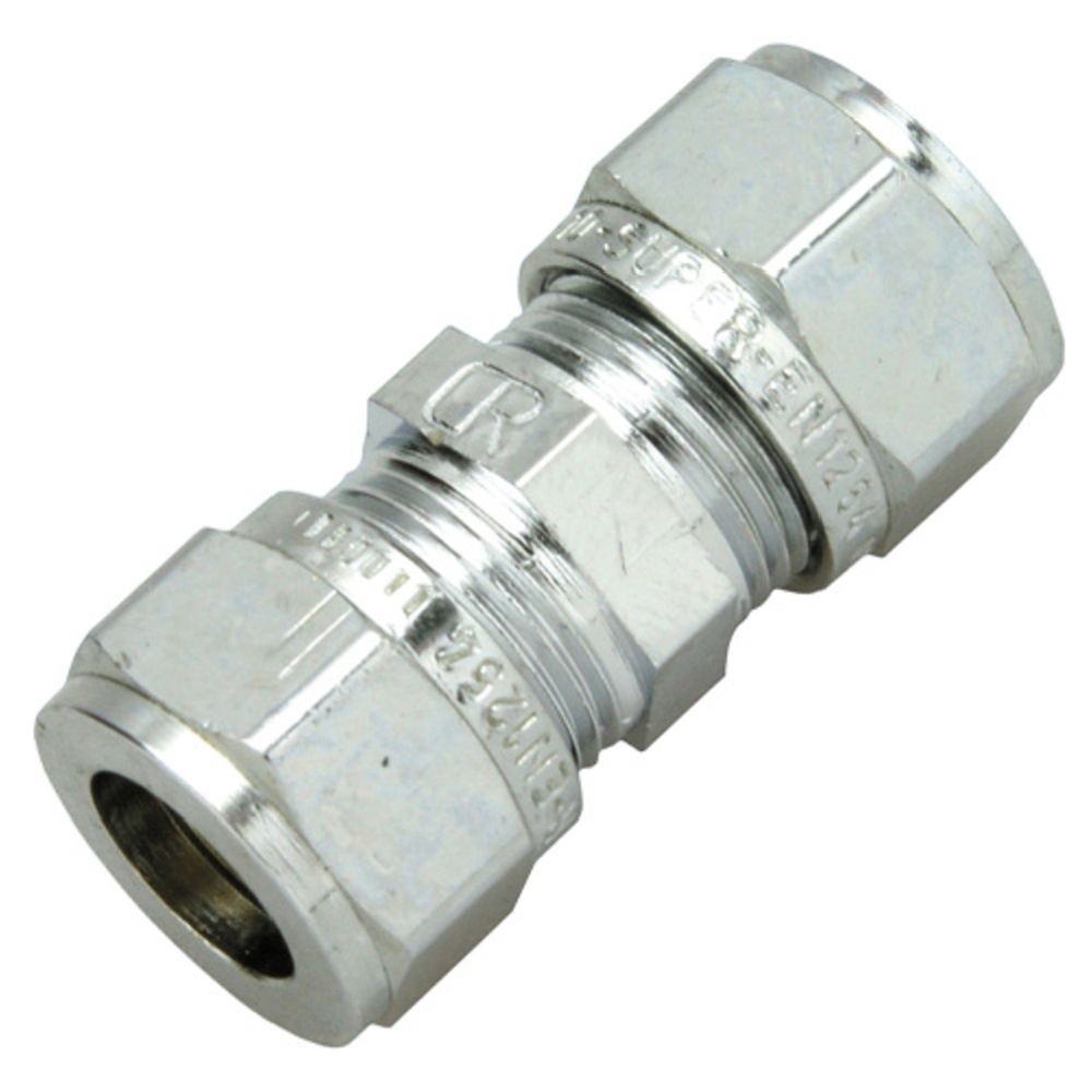 Klämringskoppling rak 10 mm - 10 mm, förkromad
