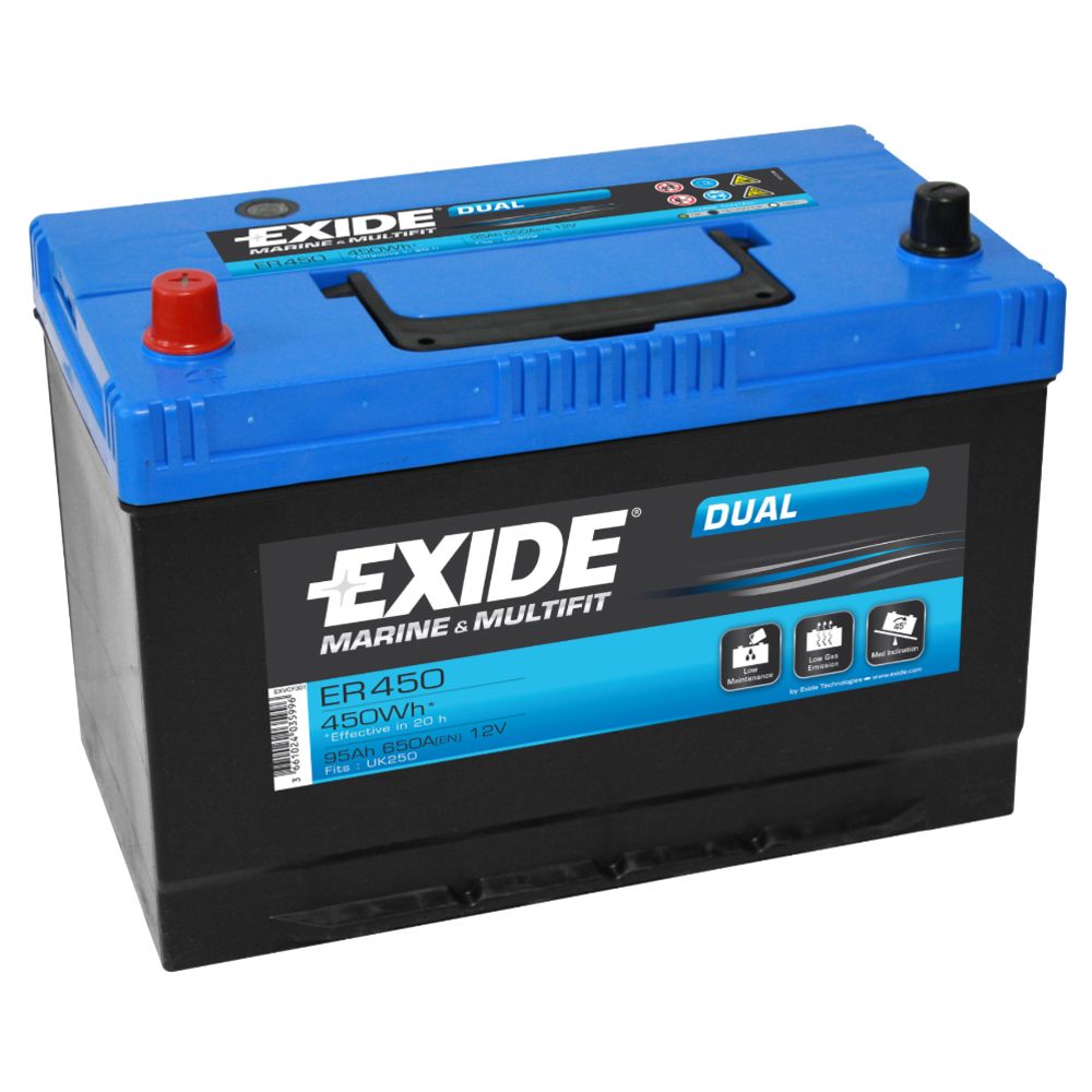 Exide Dual ER450 95 Ah / 650 A aku, P 310 x L 175 x K 225, +-