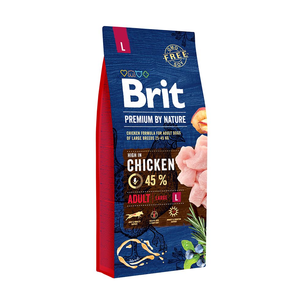 Brit Premium by Nature Adult L isojen rotujen aikuisille koirille 15 kg