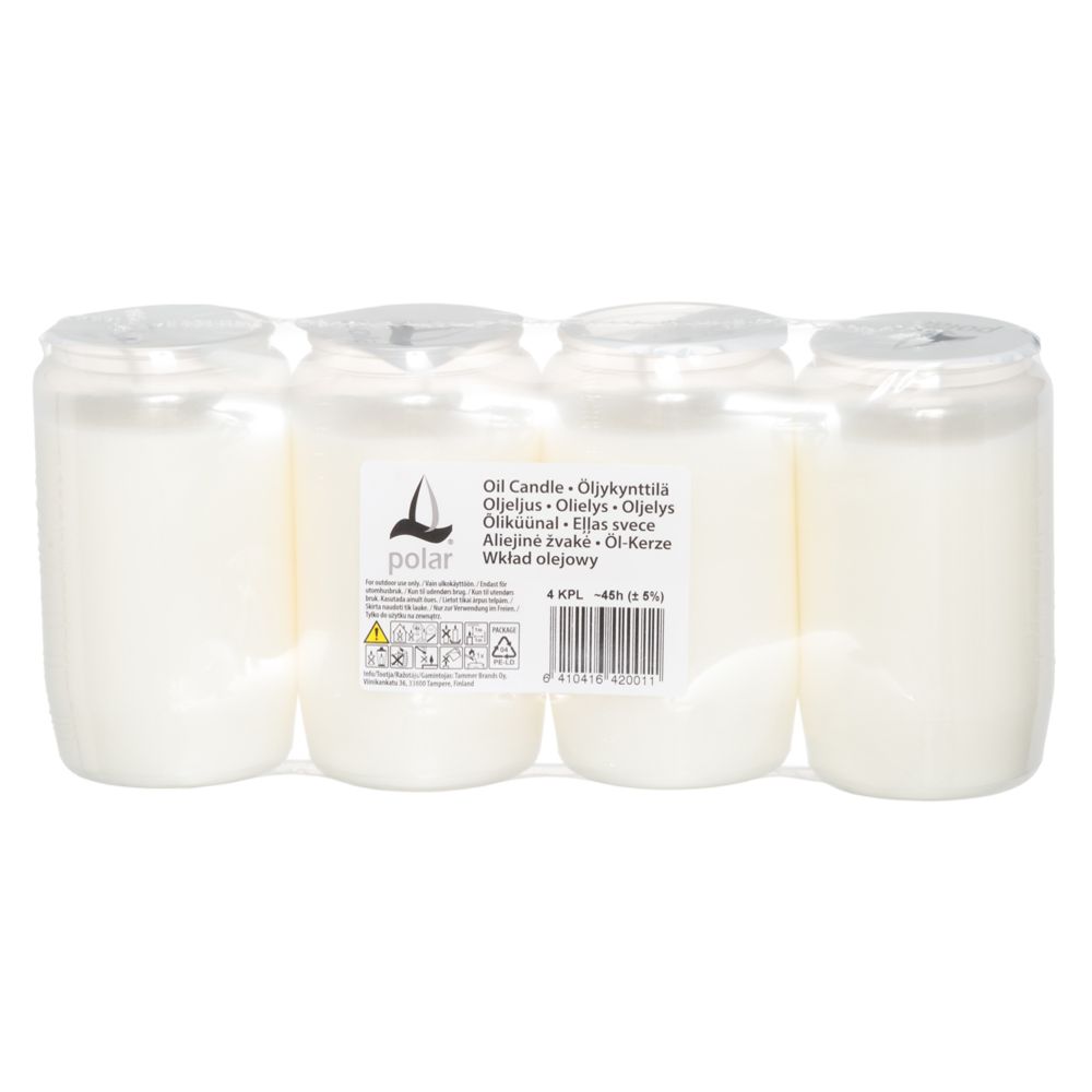 Polar oljeljus vit 45 h, 4 st.