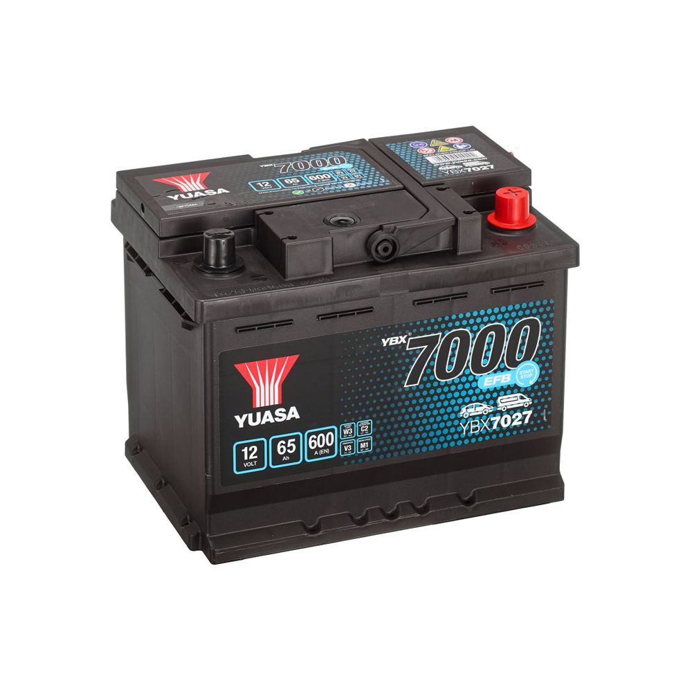 Yuasa YBX7027 65Ah / 600A EFB-akku P242 x L175 x K190 -+