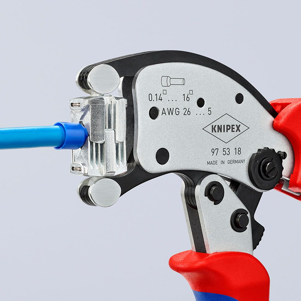 Knipex® 97 53 18 Twistor® pääteholkkien puristuspihdit itsesäätyvä 0,14-16 mm²