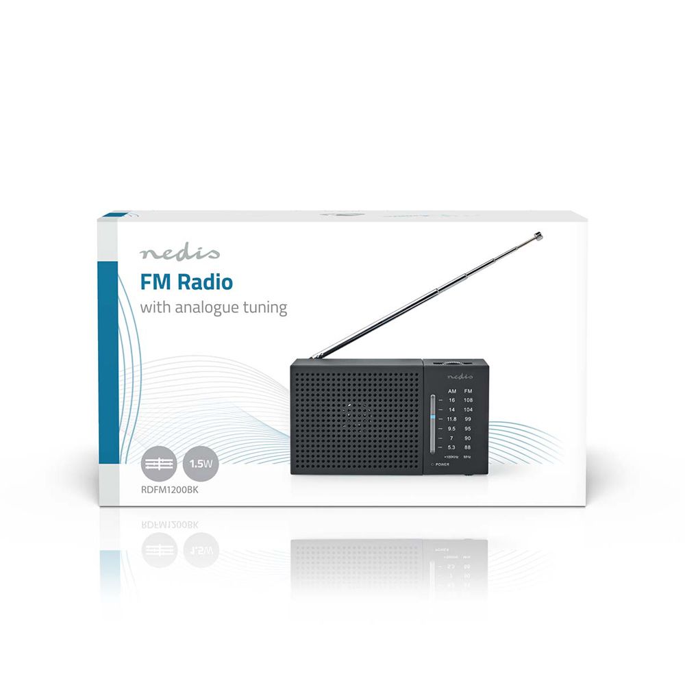 Nedis portabel FM-radio med batteridrift