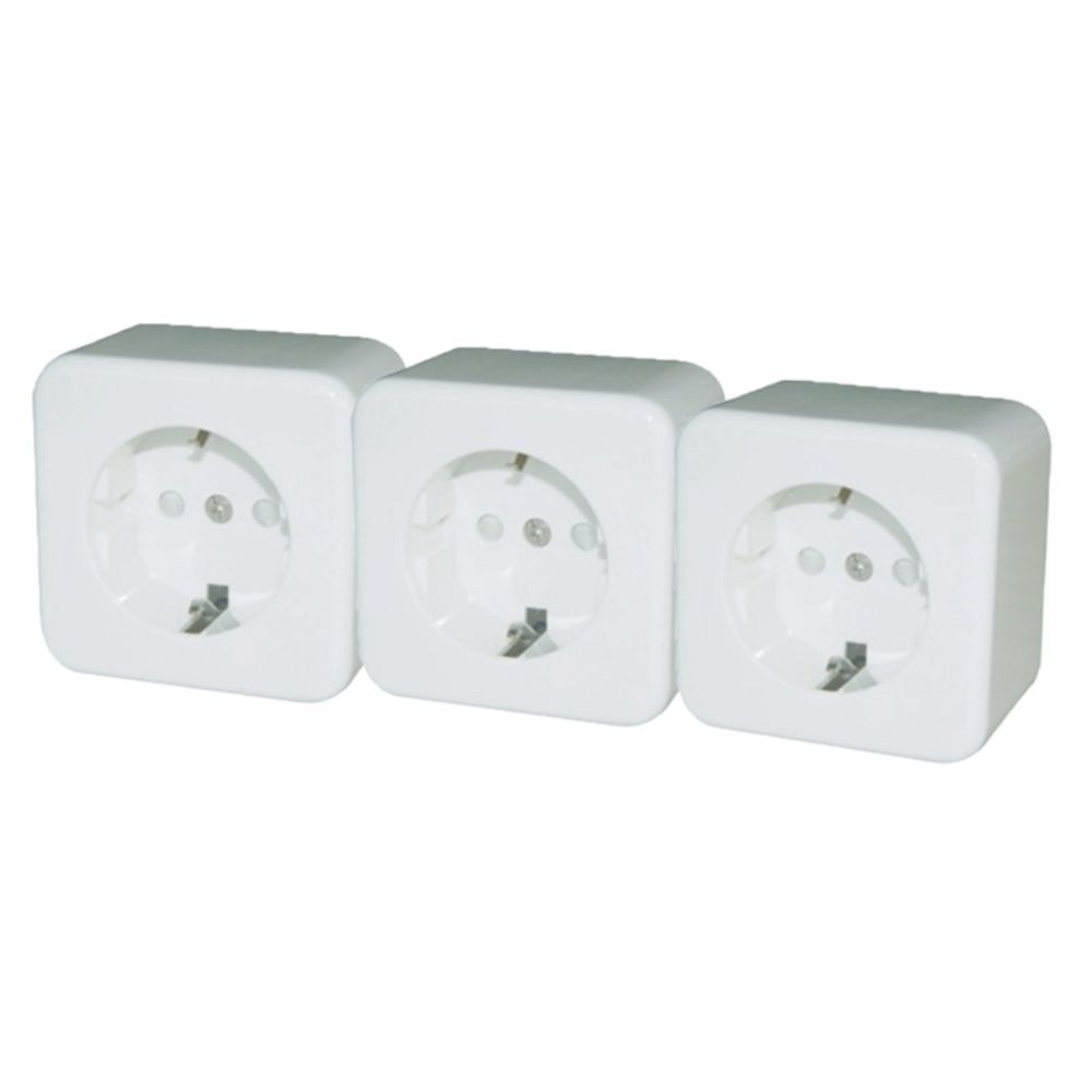 Harju Lumi 1-osaline pindmine pistikupesa, maandus, IP20, valge, 3 tk