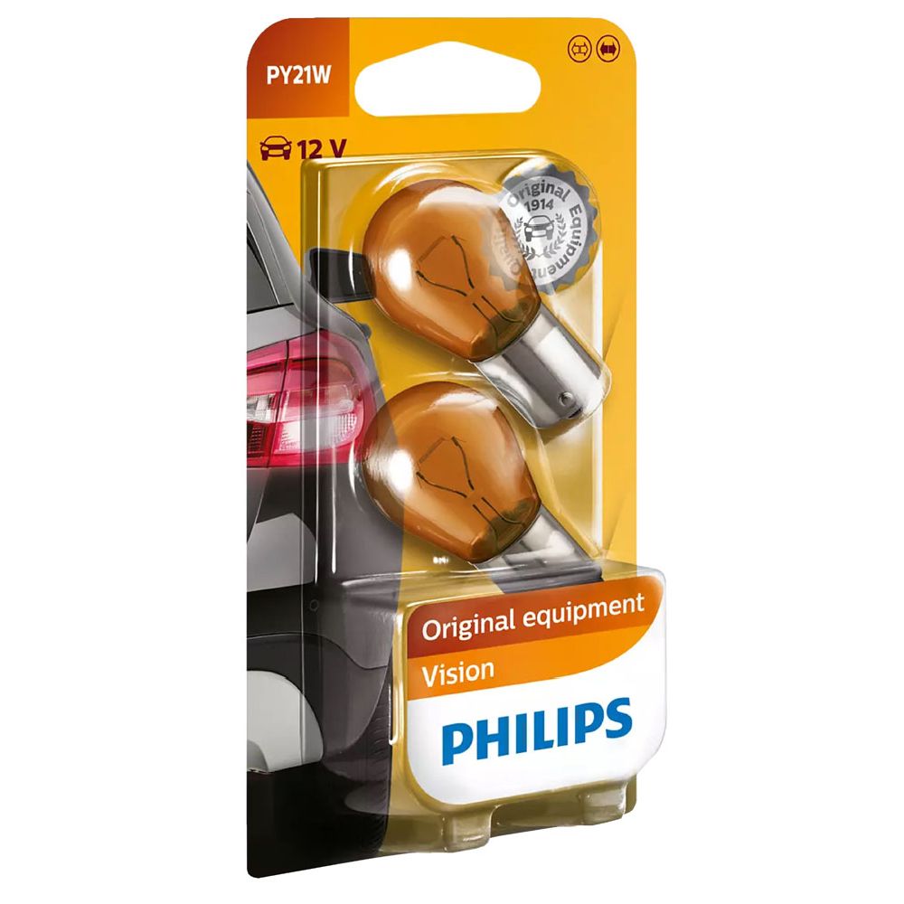 Philips BAU15s-polttimopari 12 V 21 W PY21W oranssi/ambra 150°