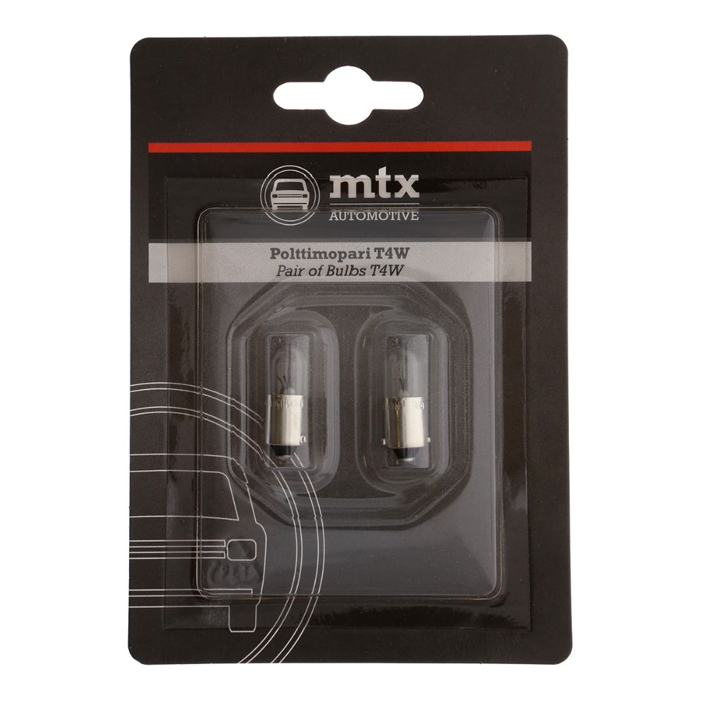 MTX Automotive BA9s metallsockellampa 12V 4W T4W 2 st.