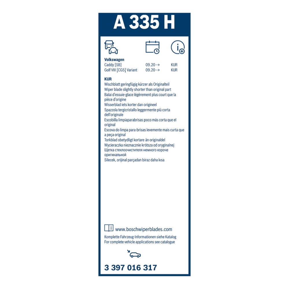 Bosch A335H takalasinpyyhin 33 cm