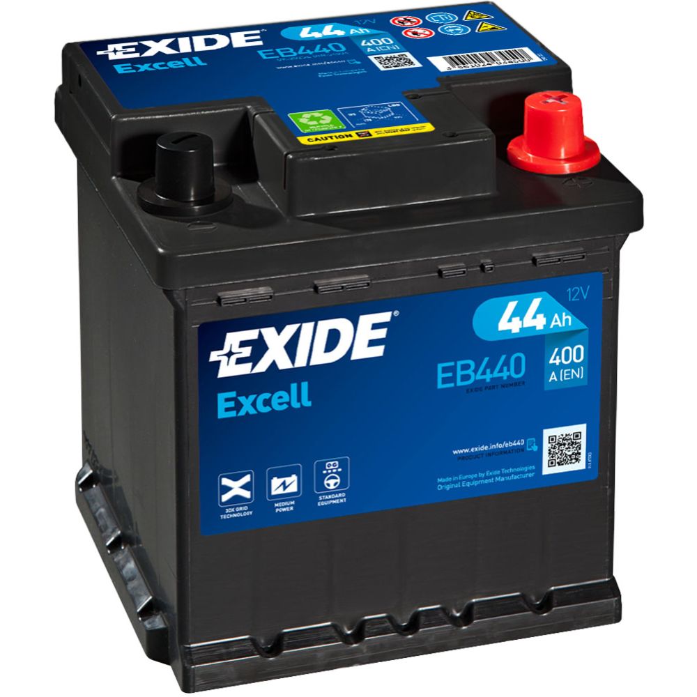 Exide EB440 44 Ah / 400 A akku P175 x L175 x K190 -+